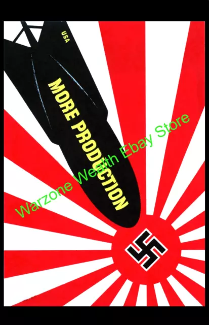"USA More Production" Anti-Nazi WW2 U.S. Propaganda Photo Postcard AP20