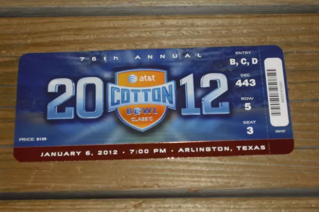 2012 Cotton Bowl - Kansas State Wildcats Vs Arkansas Razorbacks - Full Ticket