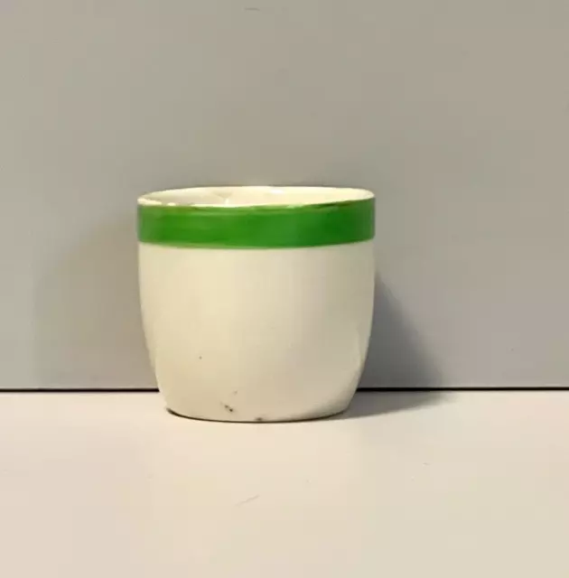 Vintage Egg Cup Myott Handpainted Green Stripe English Pottery Bucket 1930s RARE