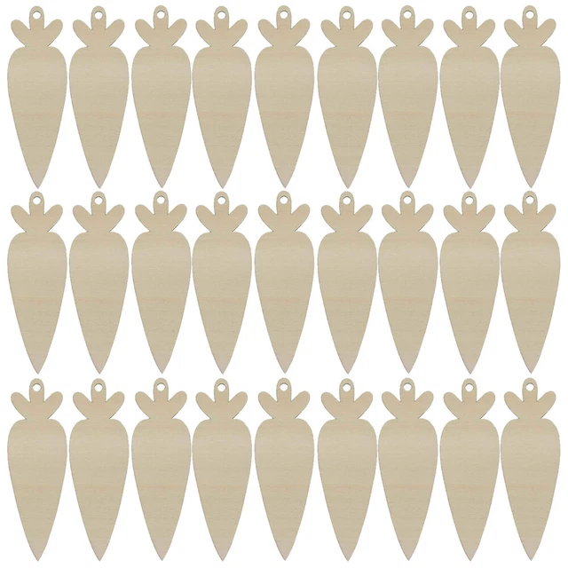 30 piezas rebanadas de madera de Pascua zanahoria hágalo usted mismo manualidades niños decoración a mano artículos decorativos