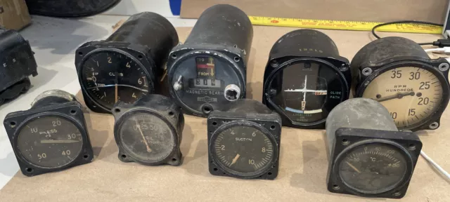 Vintage Aviation gauge lot, 8 Gauges