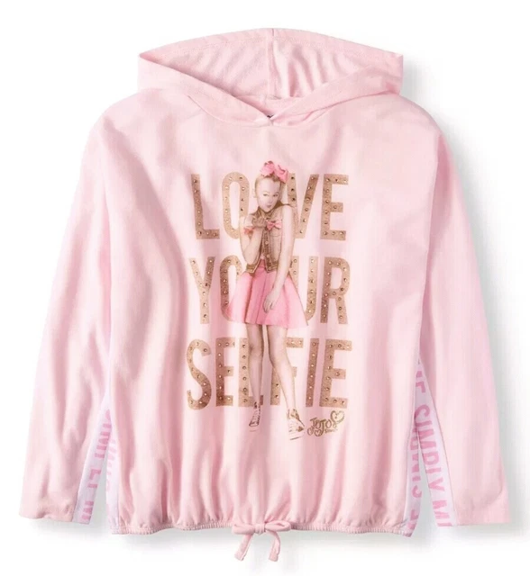 Jojo Siwa "Love Your Selfie" French Terry Hoodie Pink Girls' Size L