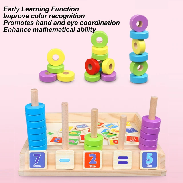 (Wooden Stacking Toys) Educational Toys Wooden Sorting Stacking Toy Color