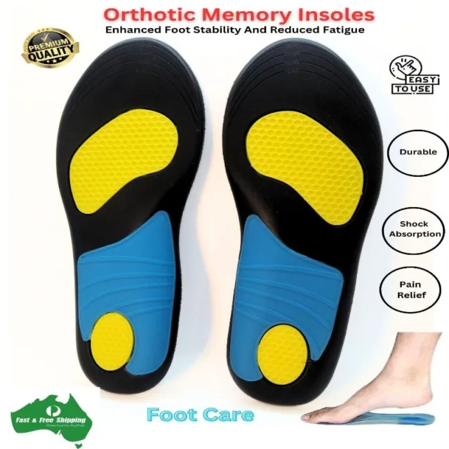 Memory Foam Insoles Inner Sole Heel Unisex Arch Boot Flat Feet Back Pain Support