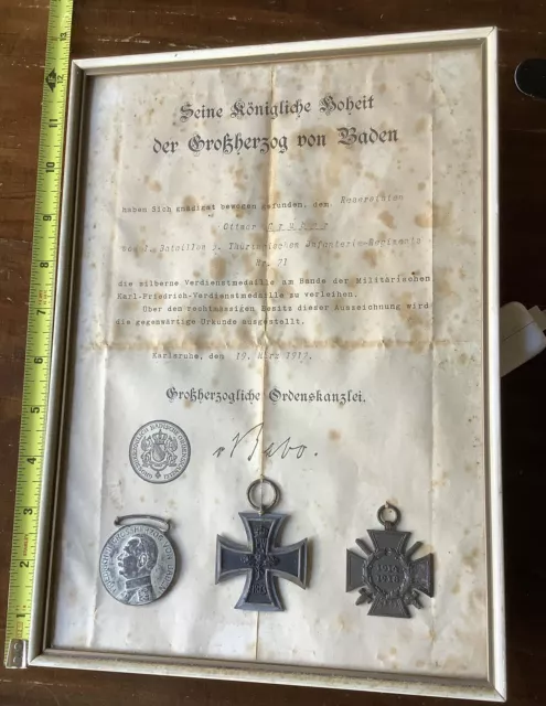 Medal German WW1 - Grouping  3 - Iron Cross 2nd Class W/ 2 others Cased Paper. 2