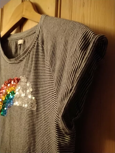 Tshirt da ragazza Next arcobaleno paillettes top a righe età 12 anni 2