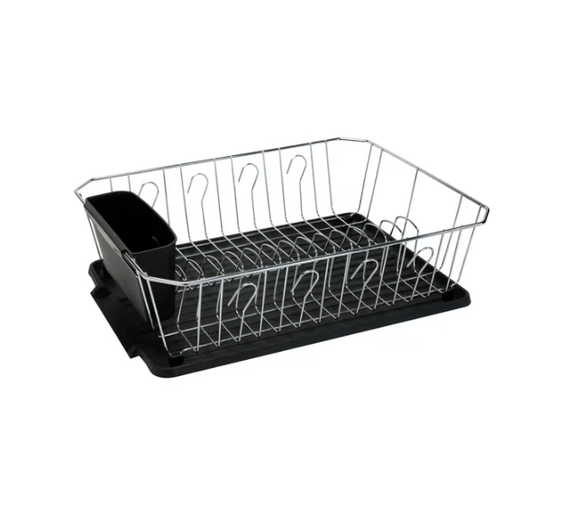 Kitchen Details Chrome 3 Piece Set Dish Rack in Black