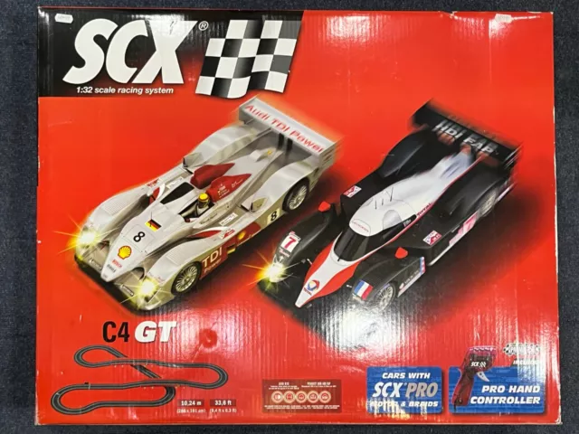 SCX C4 GT Slot Car Set w/ Audi R10 & Peugeot 908 HDI FAP