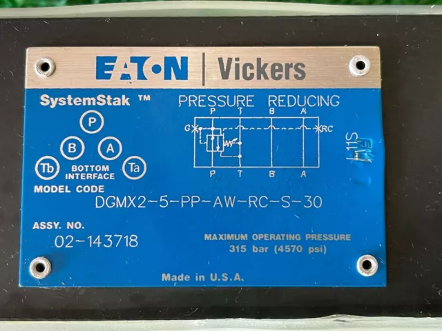 Eaton Vickers Systemstak DGMX2-5-PP-AW-RC-S-30 Pressure Reducing Valve 02-143718 3