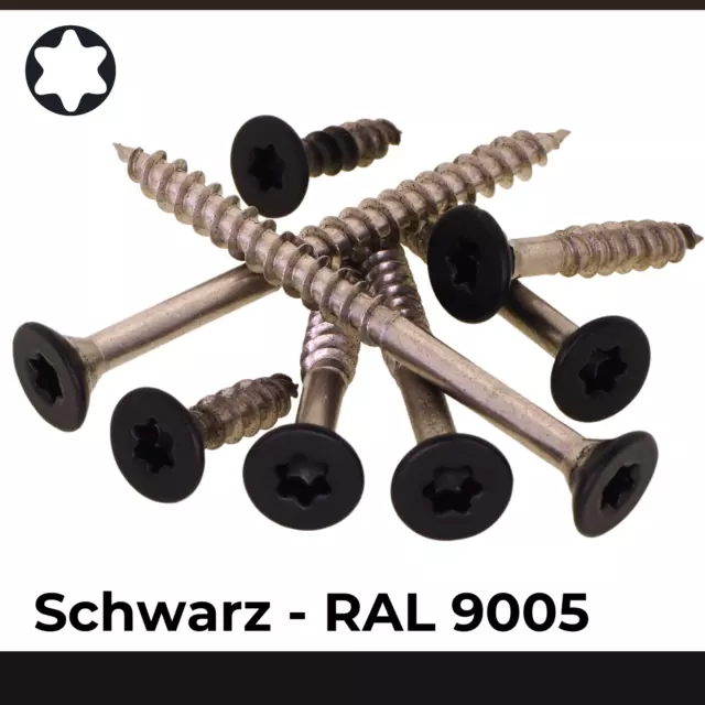 Spanplattenschrauben Edelstahl Torx | Holzschrauben | Schraube Schwarz RAL9005