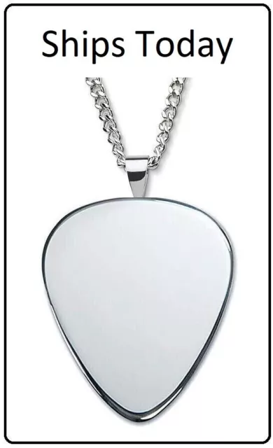 ForeverHandCrafted SILVER GUITAR PICK Necklace - titanium metal plectrum 24"