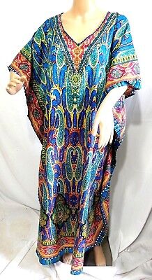 Jessica Taylor Women Plus One Free Size Tunic Caftan Dress Cover Up Paisley  13