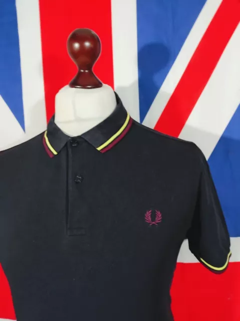 Polo a doppia punta Fred Perry - M - nero - mod casual anni 60