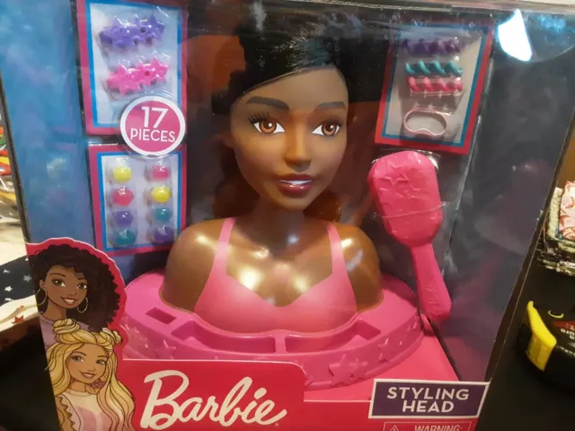 BARBIE AFRICAN AMERICAN Doll Styling Head Black Hair 17 Pieces Gems Barrettes £14.64 - PicClick UK