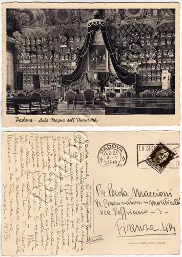 Cartolina di Padova, università (aula magna) - 1937