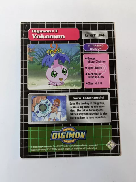 Sora & Yokomon 3 Digimon Digital Monsters Trading Card Game 2000 Upper Deck 2