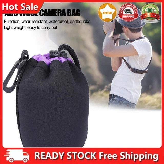 Neoprene Camera Lens Pouch Drawstring Waterproof Shockproof Soft Bag (M)