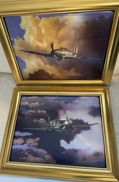 Battle Of Britain 60th Anniversary Framed Collector Plaques SPITFIRE & HURRICANE