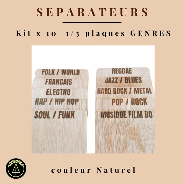 Vinyle - Kit Séparateurs Genres Musicaux 1/3 plaque x 10 (Naturel)