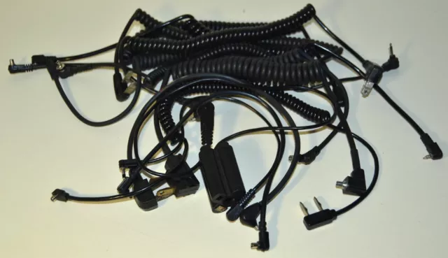 LOT of 12 CAMERA CABLES for FLASH SYNC and BATTERY PACK, BRAUN, LEITZ/LEICA +