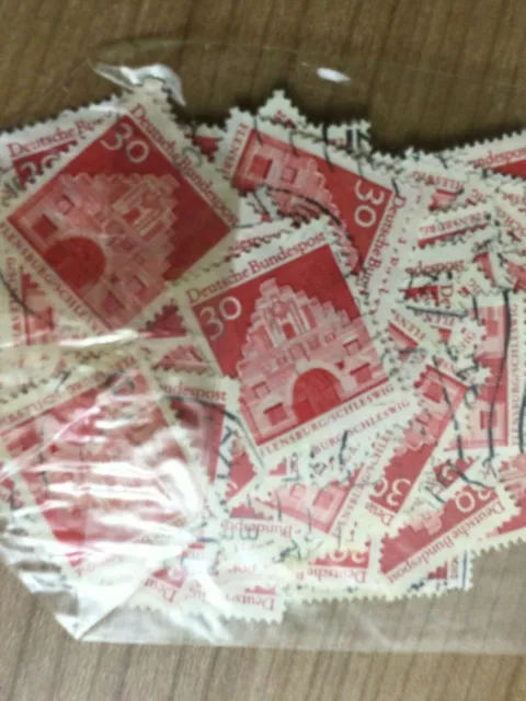 100 Briefmarken BRD 1966 30 Pfg. Flensburg  Mich Nr.  492,  gestempelt papierlos