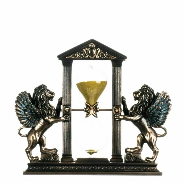 Lions HourGlass Winged Creature Minuteur de sable doré finition bronze 7,2,,,