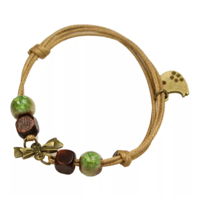 Verstellbares Vintage Böhmisches Armband Handgemachtes Keramik Porzellan Perlen