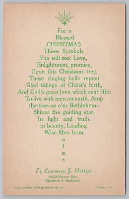 Sing A Song Postal Poem #28~Lawrence J Watters~For A Blessed Christmas~c1958 PC