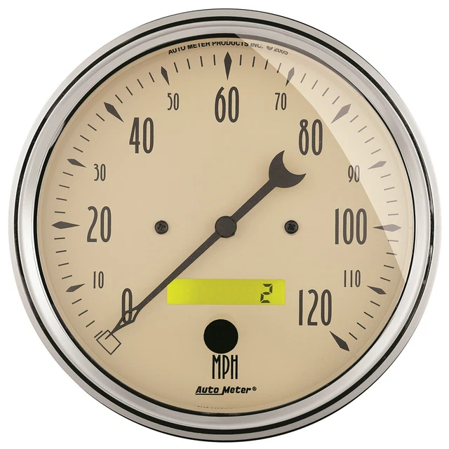 Autometer 1889 Antique Beige Electric Programmable Speedometer 5" 120 Mph