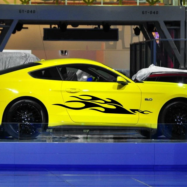 Car Decals Racing Hot Fire Flames 71'' for Mustang Vinyl Side Door stickers ZC44