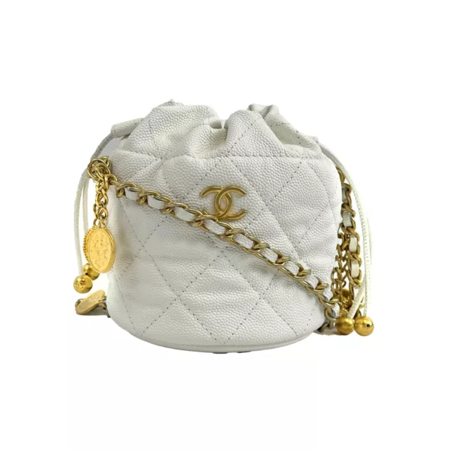 NIB 100%AUTH CHANEL 22S Rose Clair Caviar Leather Round Mini Bag Crystal CC  Logo $3,350.00 - PicClick