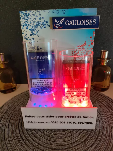 RARE Présentoir publicitaire illuminé bleu et rouge tabac Gauloises