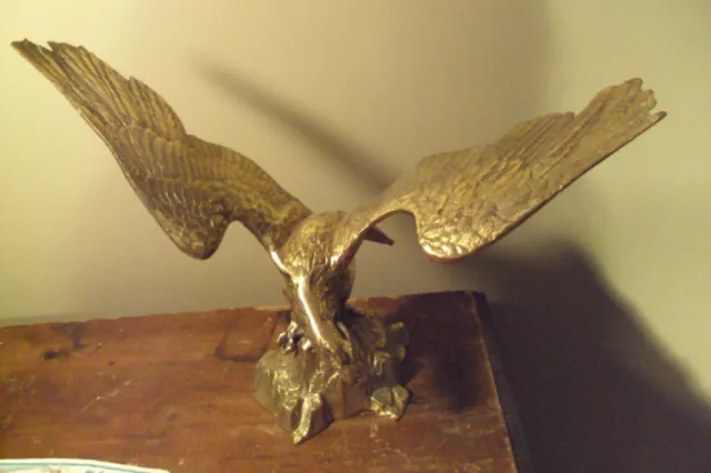 Solid Brass American Figural Sculpture Eagle 10.5"Tall