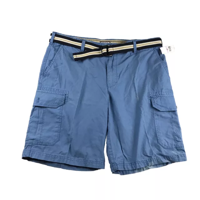 Izod Shorts Mens 38 Blue Cotton Cargo Belted Flat Front NWT *