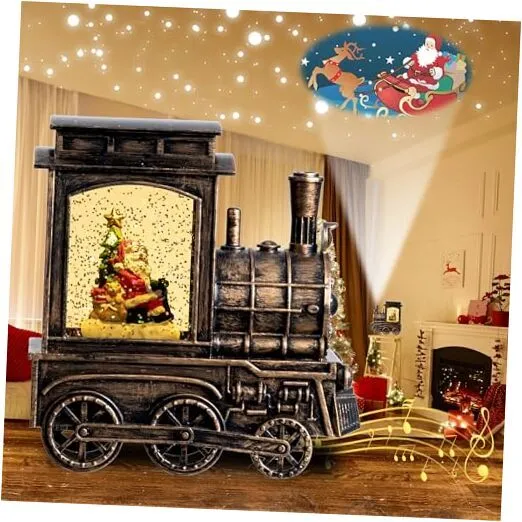 Linterna Globo de Nieve de Navidad con Proyector, UBTKEY Santa in Santa (Tren)