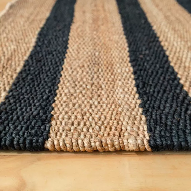 Natural Jute Black Stripe Hemp Jute Rug Area Rug Large Sisal Bedroom Room