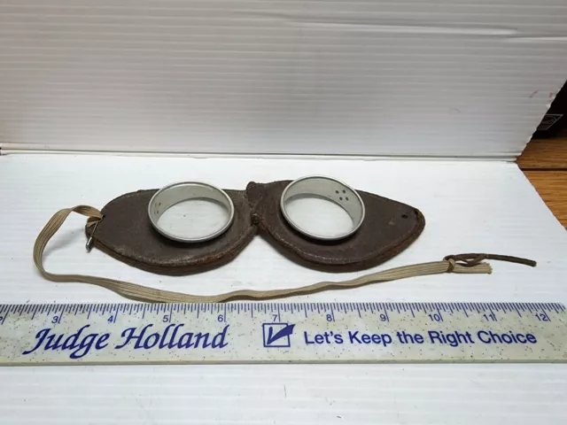 Antique Clear Lens Goggles Leather Motorcycle Steam Punk #2