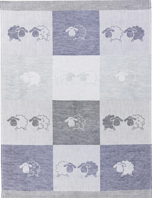 Kracht Geschirrtuch Halbleinen Schäfchen blau Größe 50x70cm