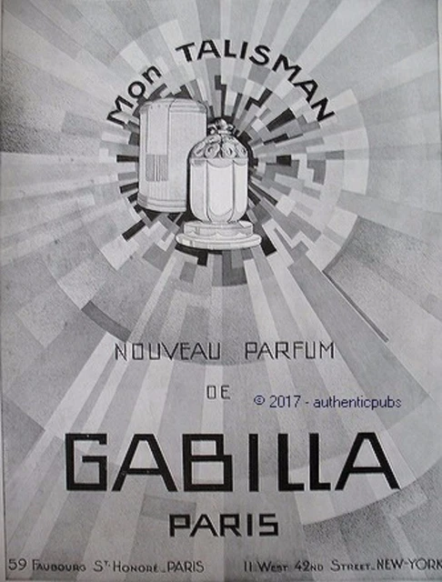 Publicite Gabilla Parfum Mon Talisman Parfumerie De 1928 French Ad Pub Art Deco