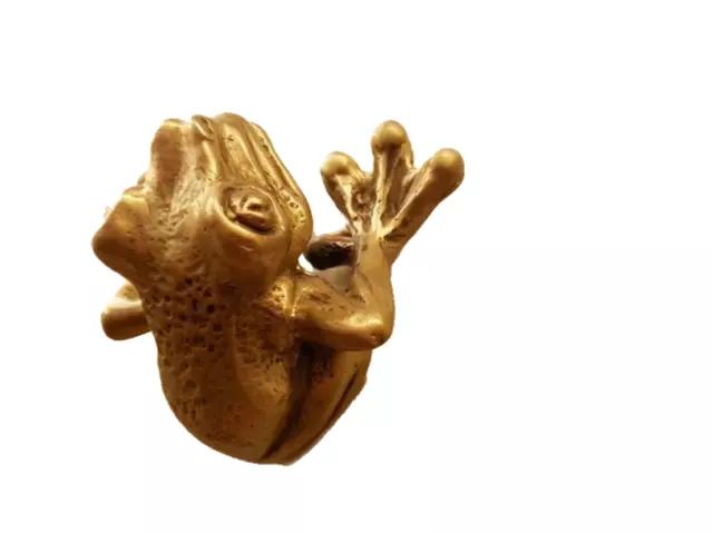 Brass Drawer Cabinet Handle Knob FROG Figurine Pull Cupboard Vintage Home Decor