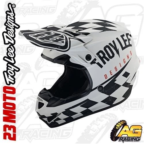 Troy Lee Designs 2023 Helm SE4 Polyacrylit Raceshop weiß schwarz MX Motocross
