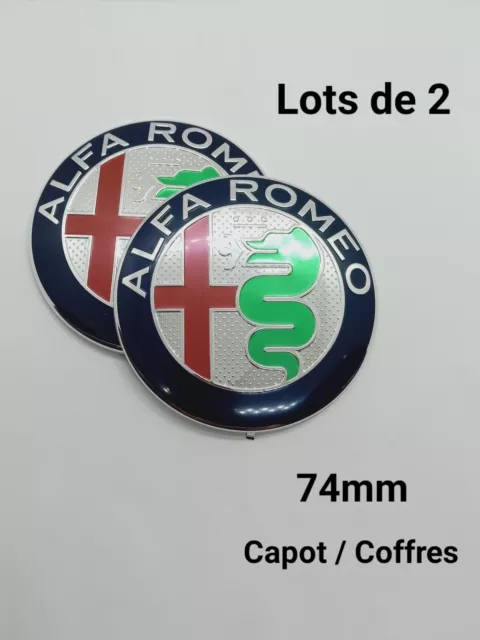 2 Logo Emblème Capot Coffre Alfa Romeo 74mm New Green