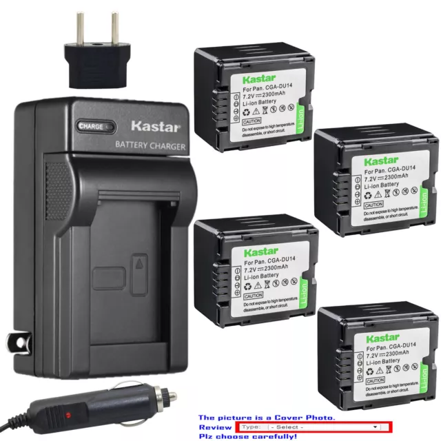 Kastar Battery Travel Charger for Panasonic CGR-DU14 CGA-DU14 NV-GS300 NV-GS308