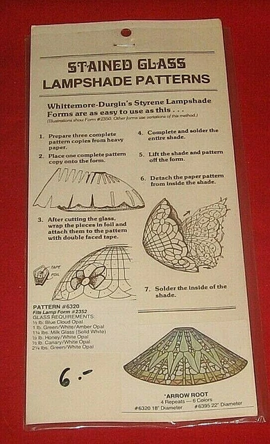 Tiffany-Lampenschirmvorlagen , Whittemore-Durgin ,Pattern ,Nr. 6320 ARROW  ROOT