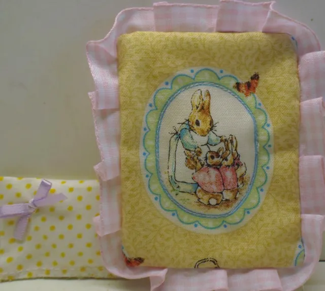 Dolls House - Miniature Beatrix Potter Motif Baby Cot Or Crib Quilt Set