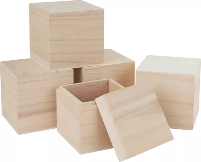 VBS 5er-Pack Holzbox WÜRFEL 8x8cm Holzkiste Aufbewahrungsbox Schmuckkiste