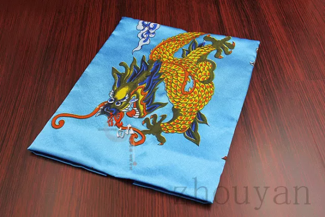 110" Tibet Silk Hada Khata Emboridery Scarf: Dragon & 8 Treasures Of Buddha =