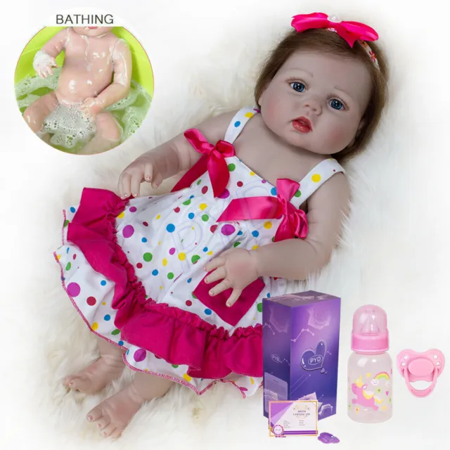 Realistic 22" Reborn Newborn Baby Dolls Full Body Vinyl Silicone Washable Girl