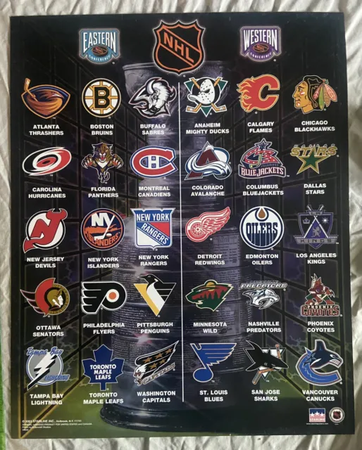 Vtg Poster Starline 2001 NHL Hockey Teams Panthers Sabres Thrashers Mighty Ducks