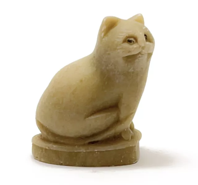 Cat Whistle Figurine Chinese Soapstone Carved Stone 1960's Mid-Century 1.5" H.